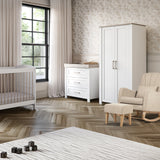 Silver Cross Valencia 5 Piece Nursery Furniture Set with Cot Bed, Dresser, Wardrobe, Carmel Rocking Chair and TrueFit Eco Fibre Mattress