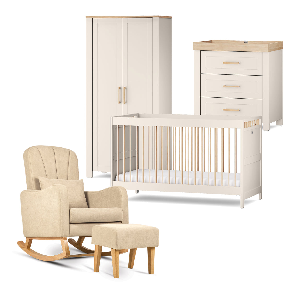 Silver Cross Seville 3 Piece Nursery Furniture Set & Carmel Nursing Chair