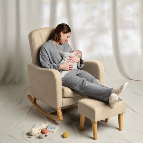 Silver Cross Carmel Nursery Rocking Chair & Foot Stool – Almond