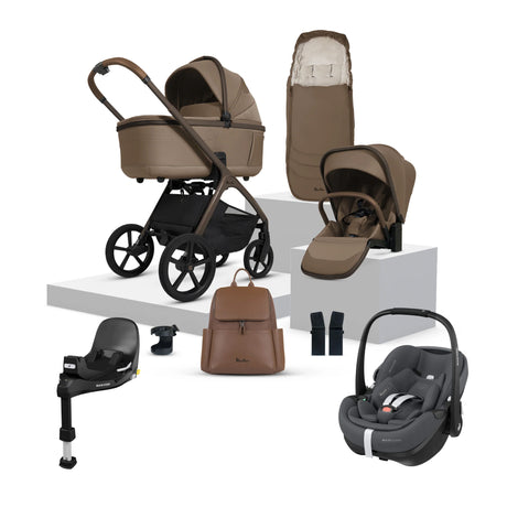 Silver Cross Cove Travel System with Maxi-Cosi Pebble 360 Pro2 & FamilyFix 360 Pro Base – Maple