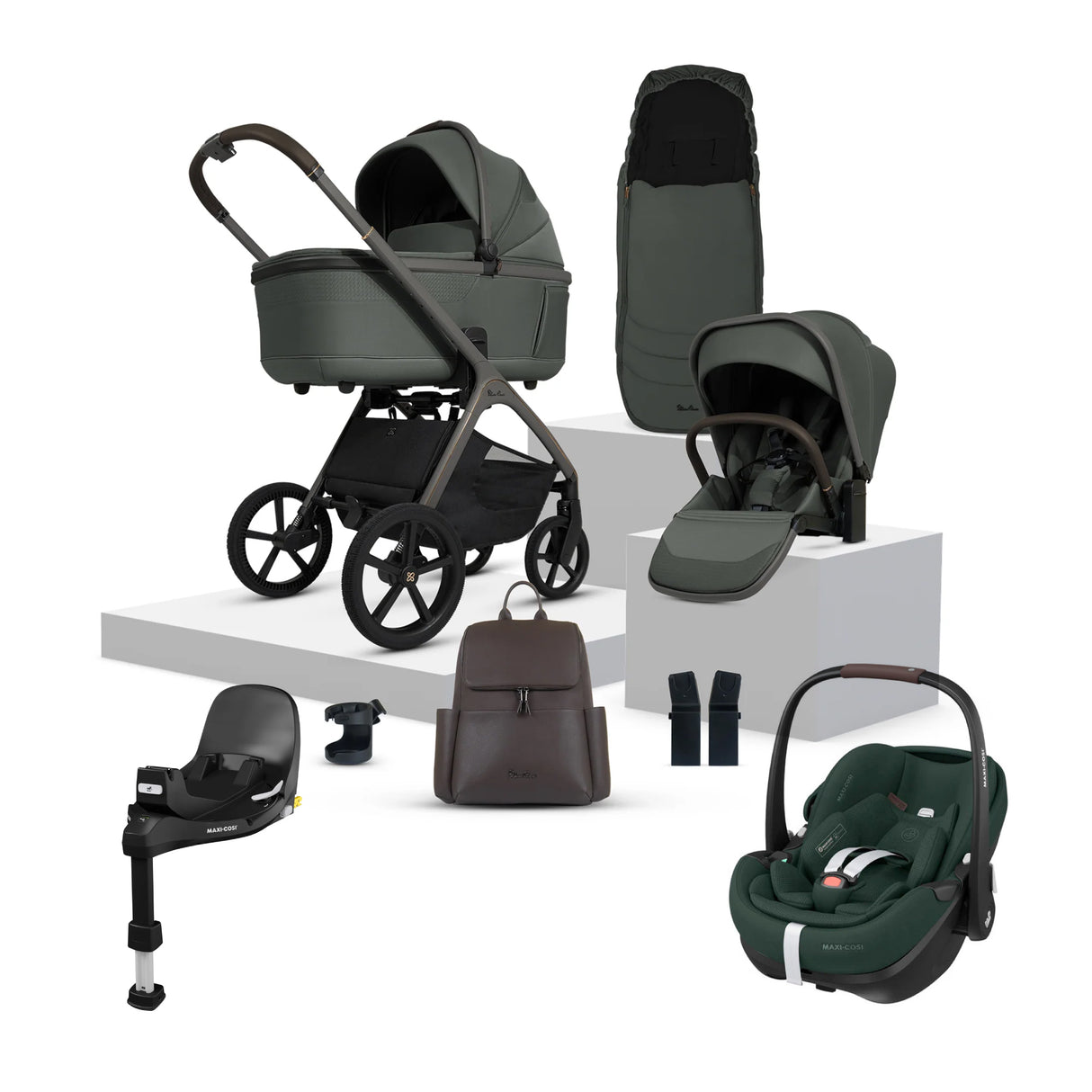 Silver Cross Cove Travel System with Maxi-Cosi Pebble 360 Pro2 & FamilyFix 360 Pro Base – Pewter