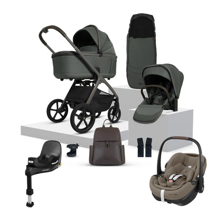 Silver Cross Cove Travel System with Maxi-Cosi Pebble 360 Pro2 & FamilyFix 360 Pro Base – Pewter