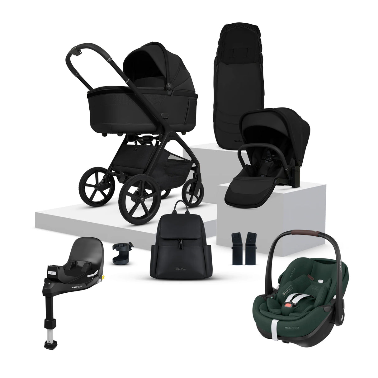 Silver Cross Cove Travel System with Maxi-Cosi Pebble 360 Pro2 & FamilyFix 360 Pro Base – Onyx