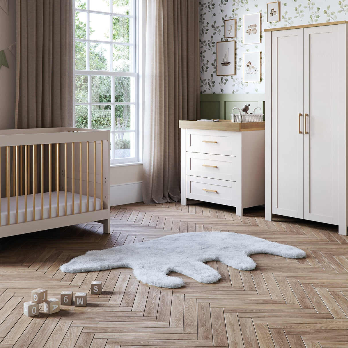 Silver Cross Seville Nursery Double Wardrobe - Cashmere Oak