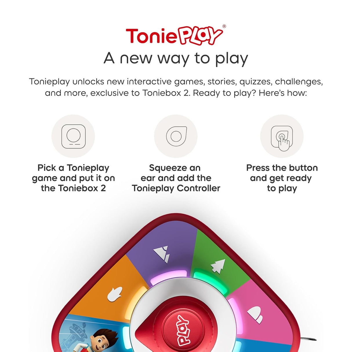 Tonies Toniebox 2 Play Set Including Paw Patrol Chase Tonie, Tonieplay Game & Tonieplay Controller - Cloud Pink