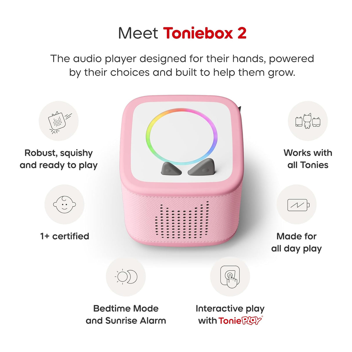 Tonies Toniebox 2 Play Set Including Paw Patrol Chase Tonie, Tonieplay Game & Tonieplay Controller - Cloud Pink