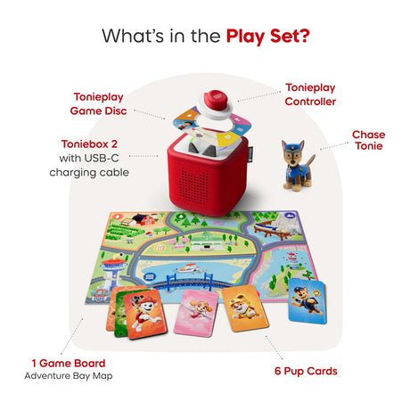 Tonies Toniebox 2 Play Set Including Paw Patrol Chase Tonie, Tonieplay Game & Tonieplay Controller - Moon Grey