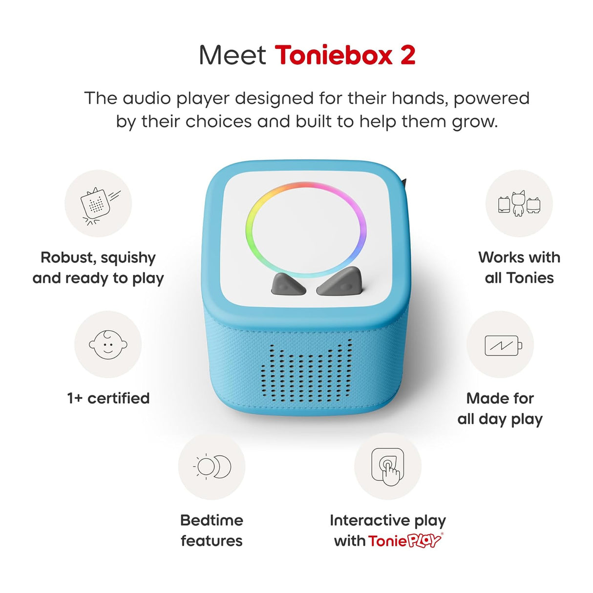 Tonies Toniebox 2 Play Set Including Paw Patrol Chase Tonie, Tonieplay Game & Tonieplay Controller - Sky Blue
