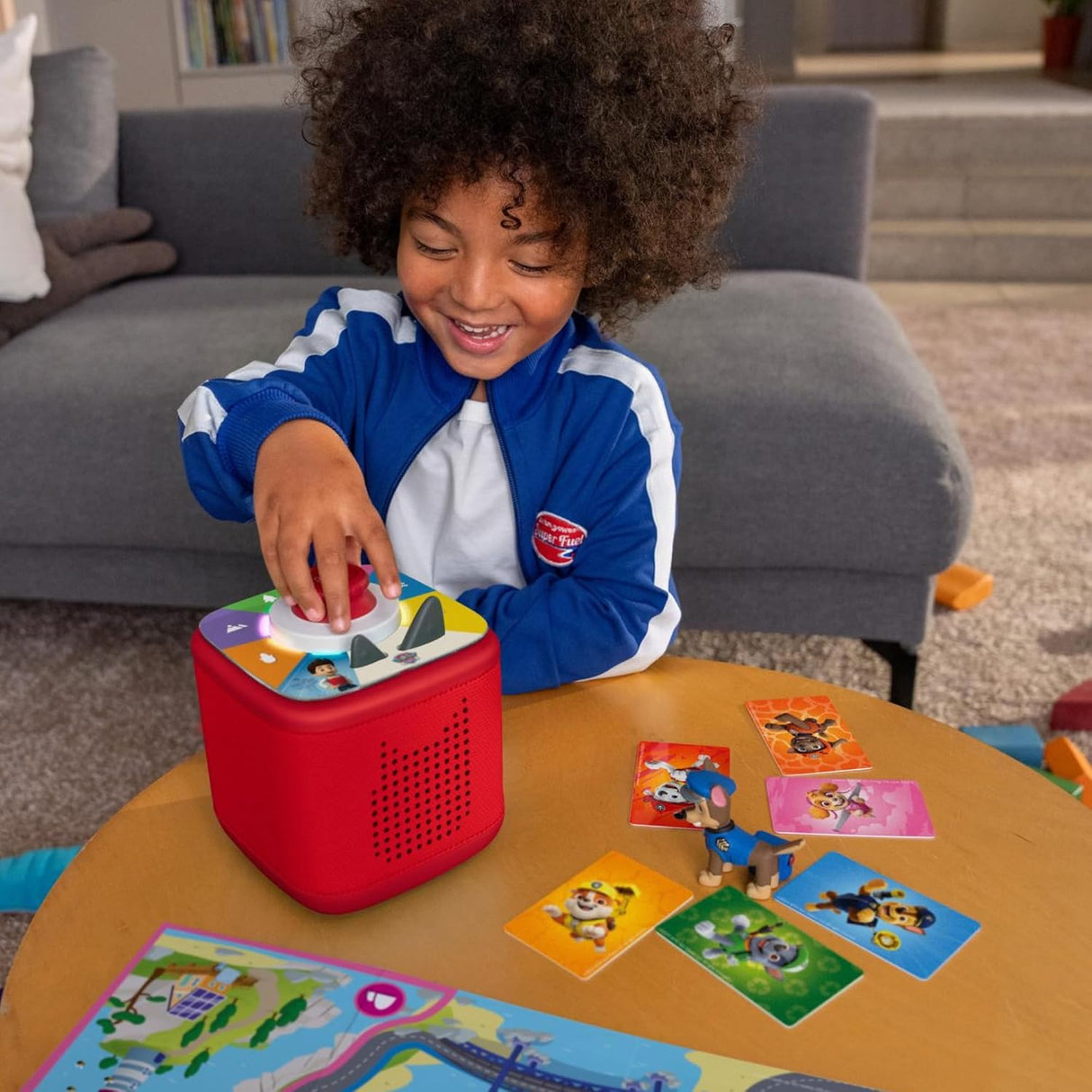 Tonies Toniebox 2 Play Set Including Paw Patrol Chase Tonie, Tonieplay Game & Tonieplay Controller - Sunset Red