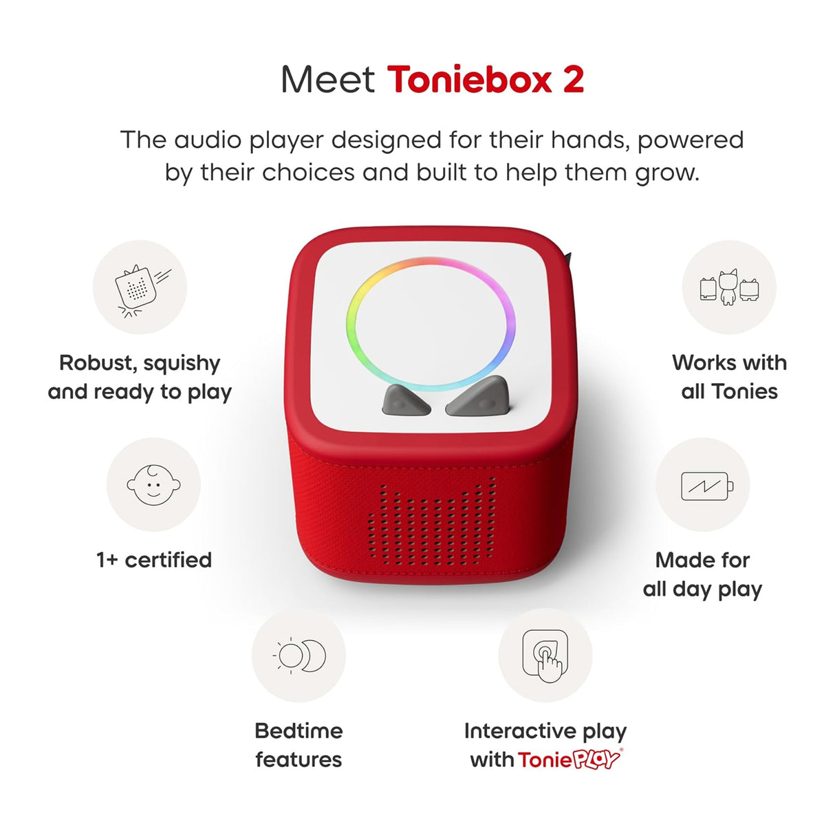 Tonies Toniebox 2 Play Set Including Paw Patrol Chase Tonie, Tonieplay Game & Tonieplay Controller - Sunset Red