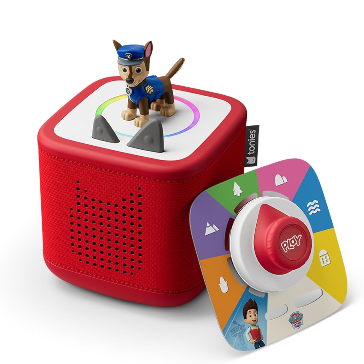 Tonies Toniebox 2 Play Set Including Paw Patrol Chase Tonie, Tonieplay Game & Tonieplay Controller - Sunset Red