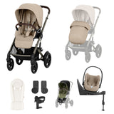 Cybex Talos S Lux Newborn Nest Travel System with Cloud T Car Seat & ISOFIX Base - Almond Beige