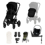 Cybex Talos S Lux Newborn Nest Travel System with Cloud T Car Seat & ISOFIX Base - Moon Black