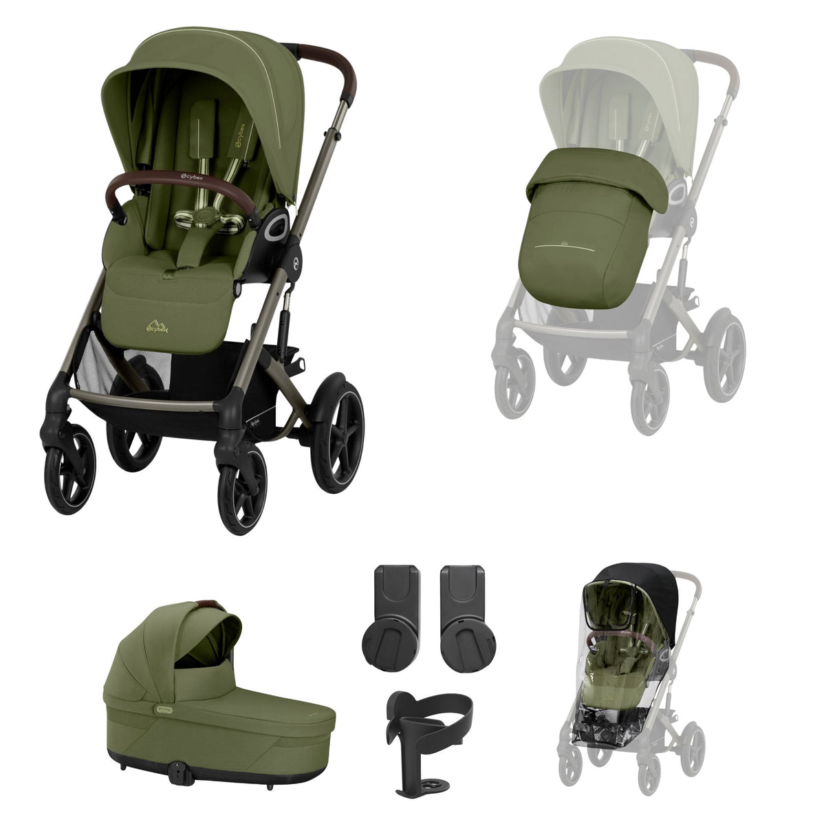Cybex Talos S Lux Bundle with Carrycot & Accessories - Moss Green