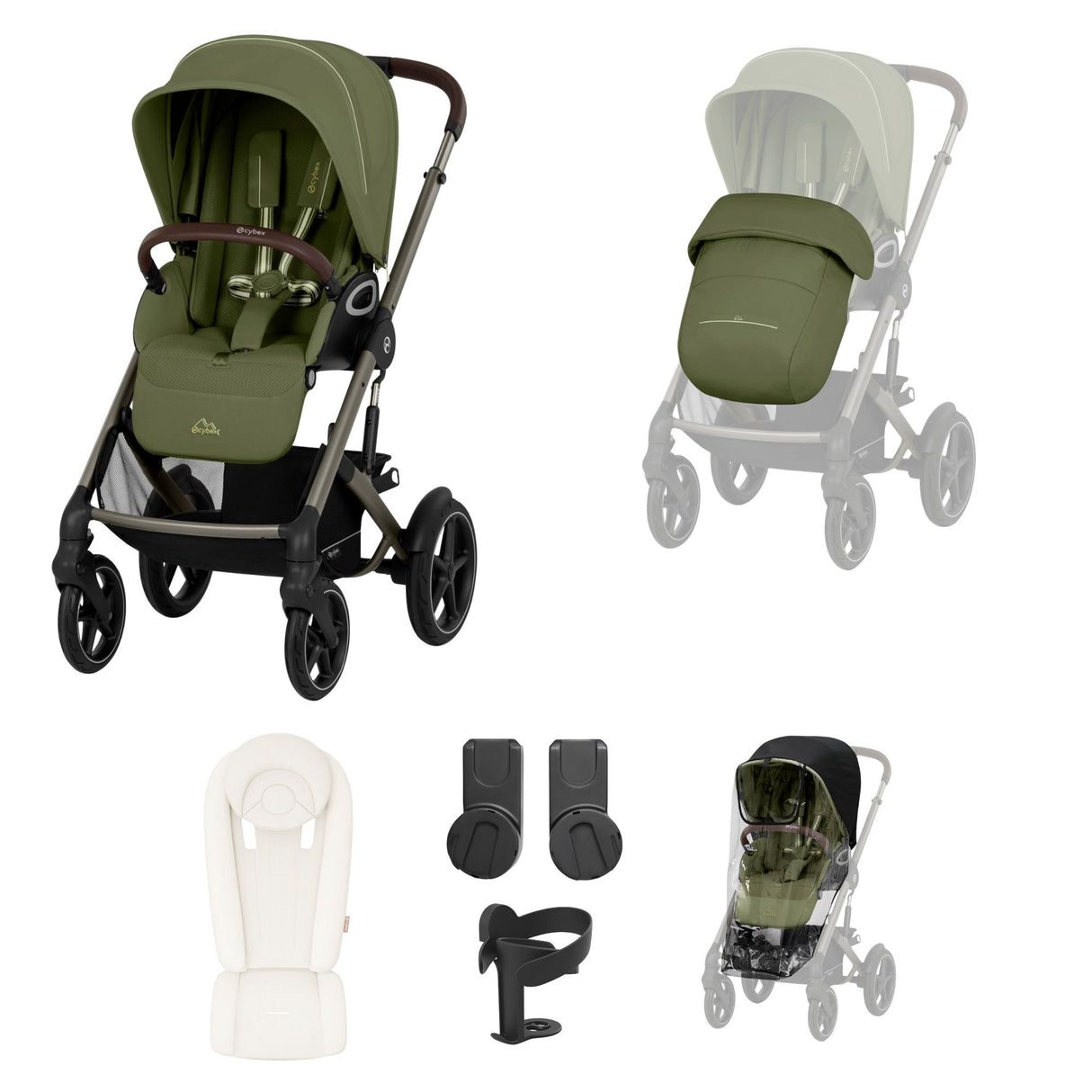 Cybex Talos S Lux Bundle with Newborn Nest & Accessories - Moss Green