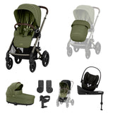 Cybex Talos S Lux Carrycot Travel System with Cloud G Car Seat & ISOFIX Base - Moss Green