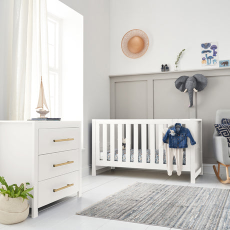 Tutti Bambini Tivoli 2 Piece Nursery Furniture Set with Cot Bed & Dresser - White