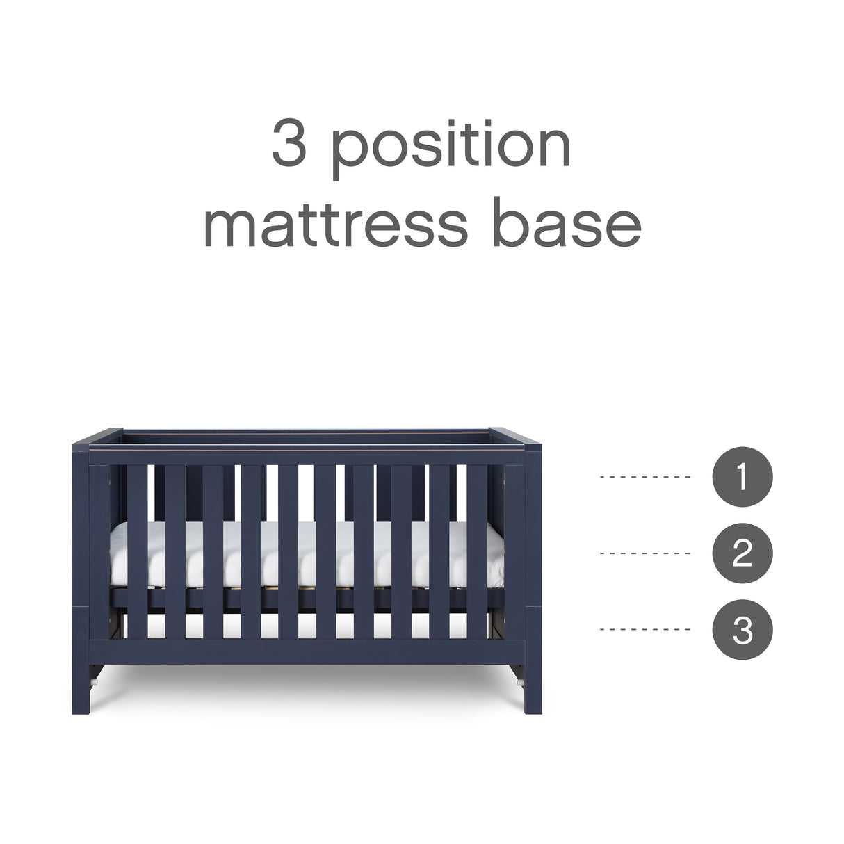 Tutti Bambini Tivoli 3 Piece Nursery Furniture Set with Cot Bed, Dresser and Wardrobe - Navy