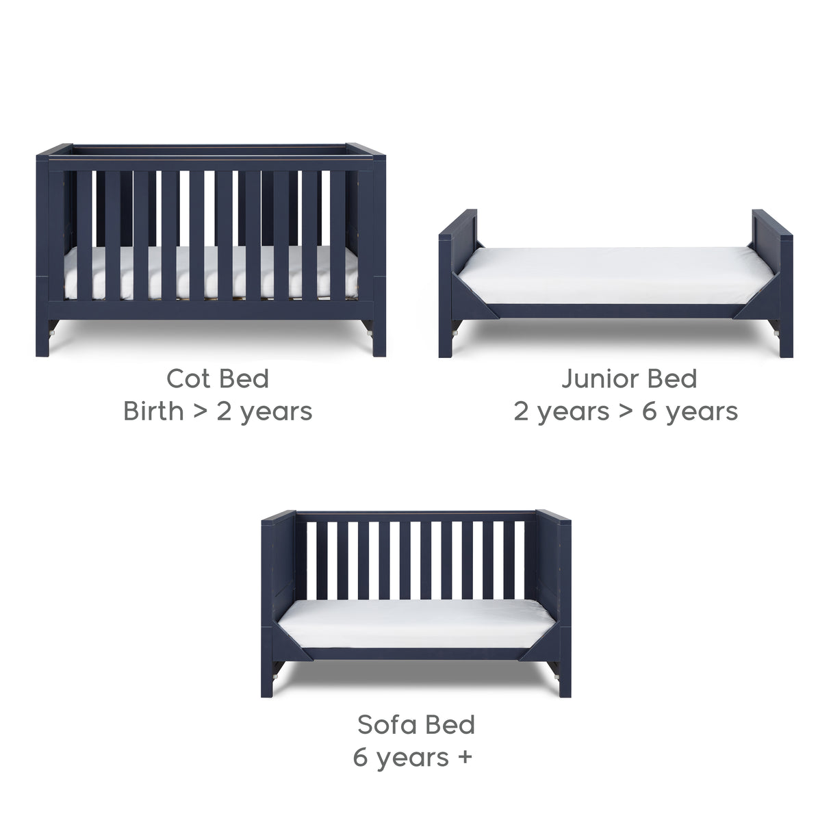 Tutti Bambini Tivoli 3 Piece Nursery Furniture Set with Cot Bed, Dresser and Wardrobe - Navy