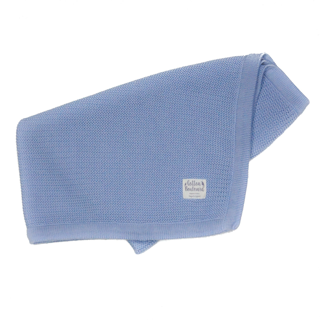 Cotton Boulevard Organic Cotton Knitted Baby Blanket 100x80cm - Misty Blue