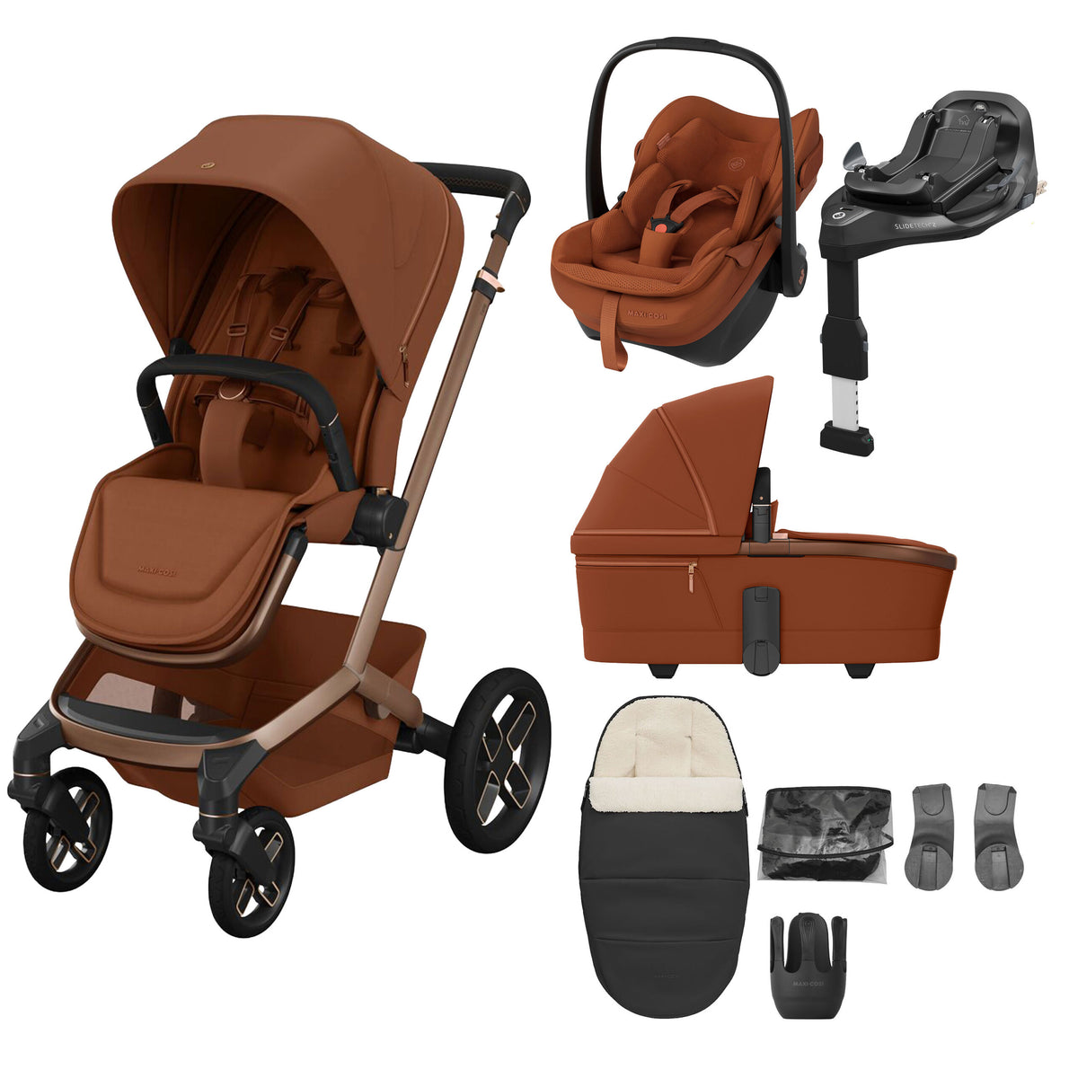 Maxi-Cosi Fame 2026 Premium Travel System with Pebble Slide Pro and Slide Pro Base - Copper Terra