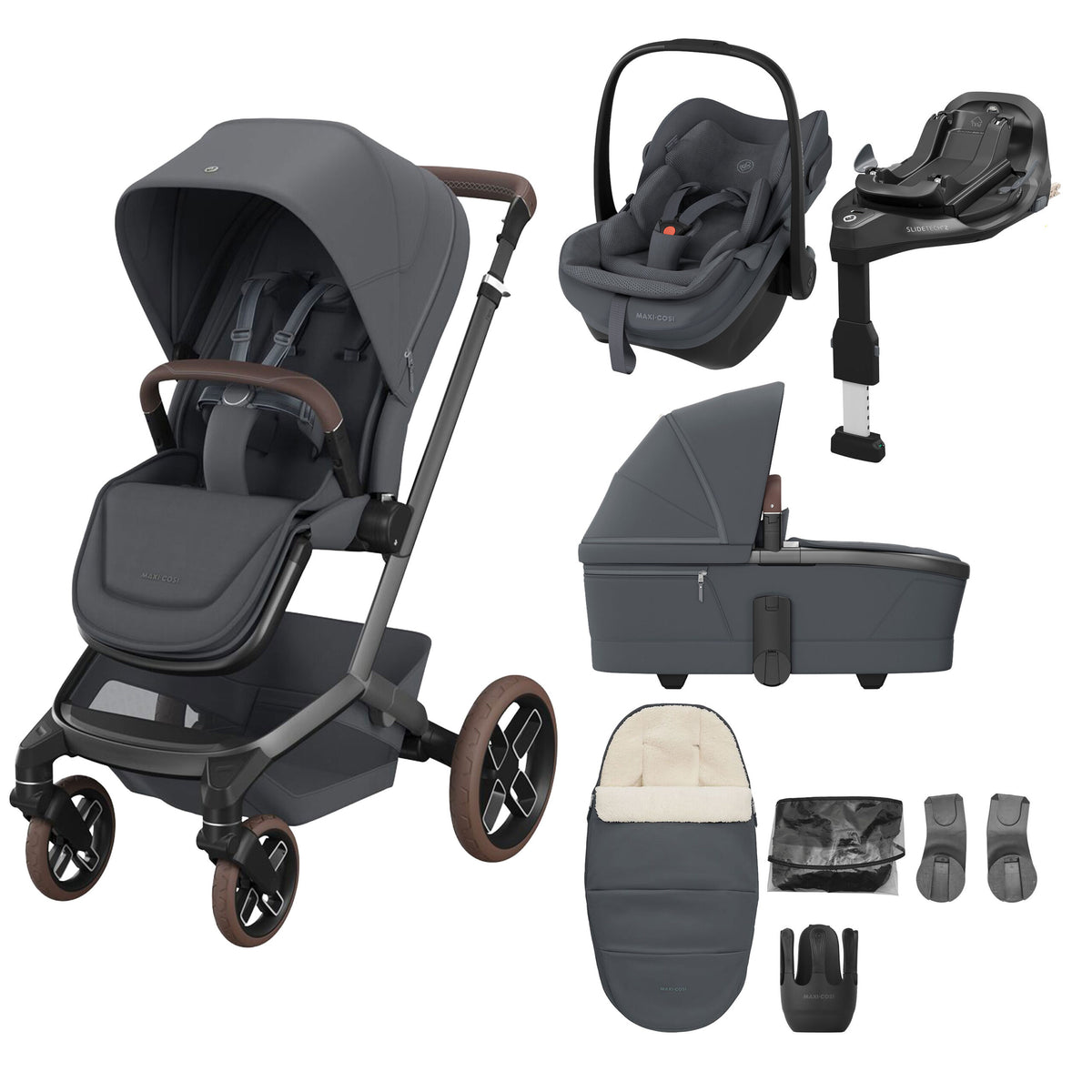 Maxi-Cosi Fame 2026 Premium Travel System with Pebble Slide Pro and Slide Pro Base - Moon Graphite