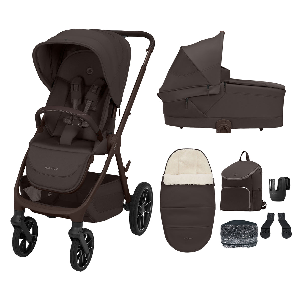 Maxi-Cosi Oxford+ 2026 Essential Bundle with Carrycot - Espresso Brown