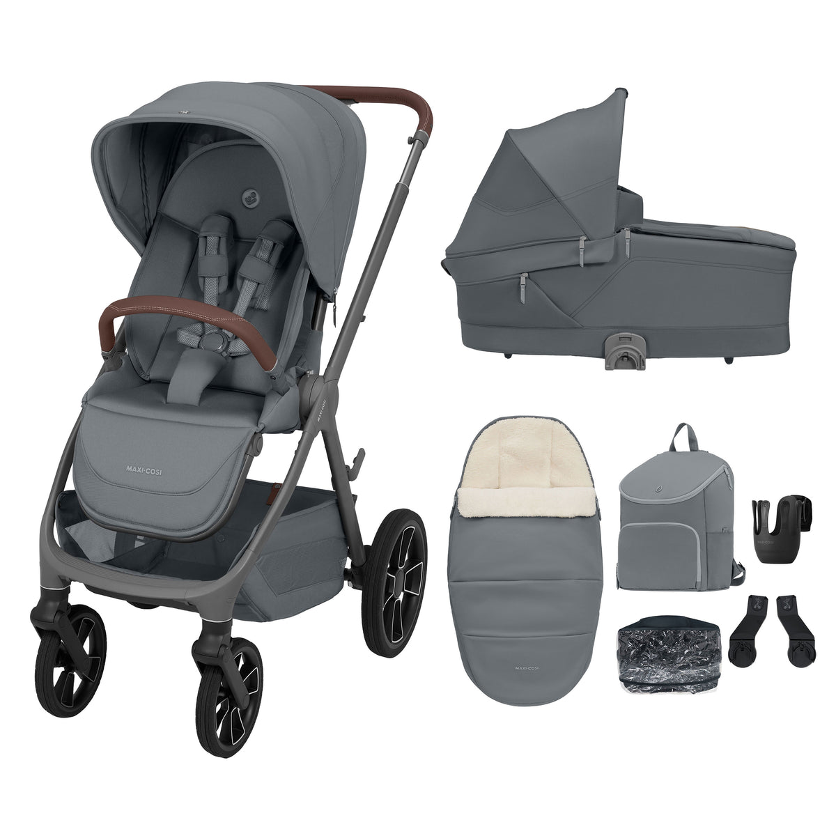 Maxi-Cosi Oxford+ 2026 Essential Bundle with Carrycot - Moon Graphite
