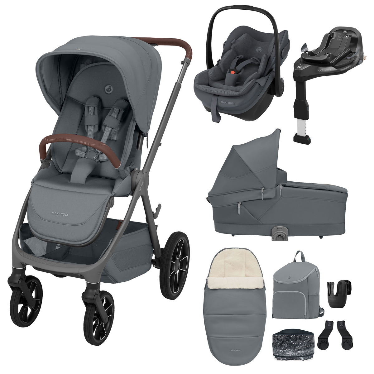 Maxi-Cosi Oxford+ 2026 Premium Travel System with Pebble Slide Pro and Slide Pro Base - Moon Graphite