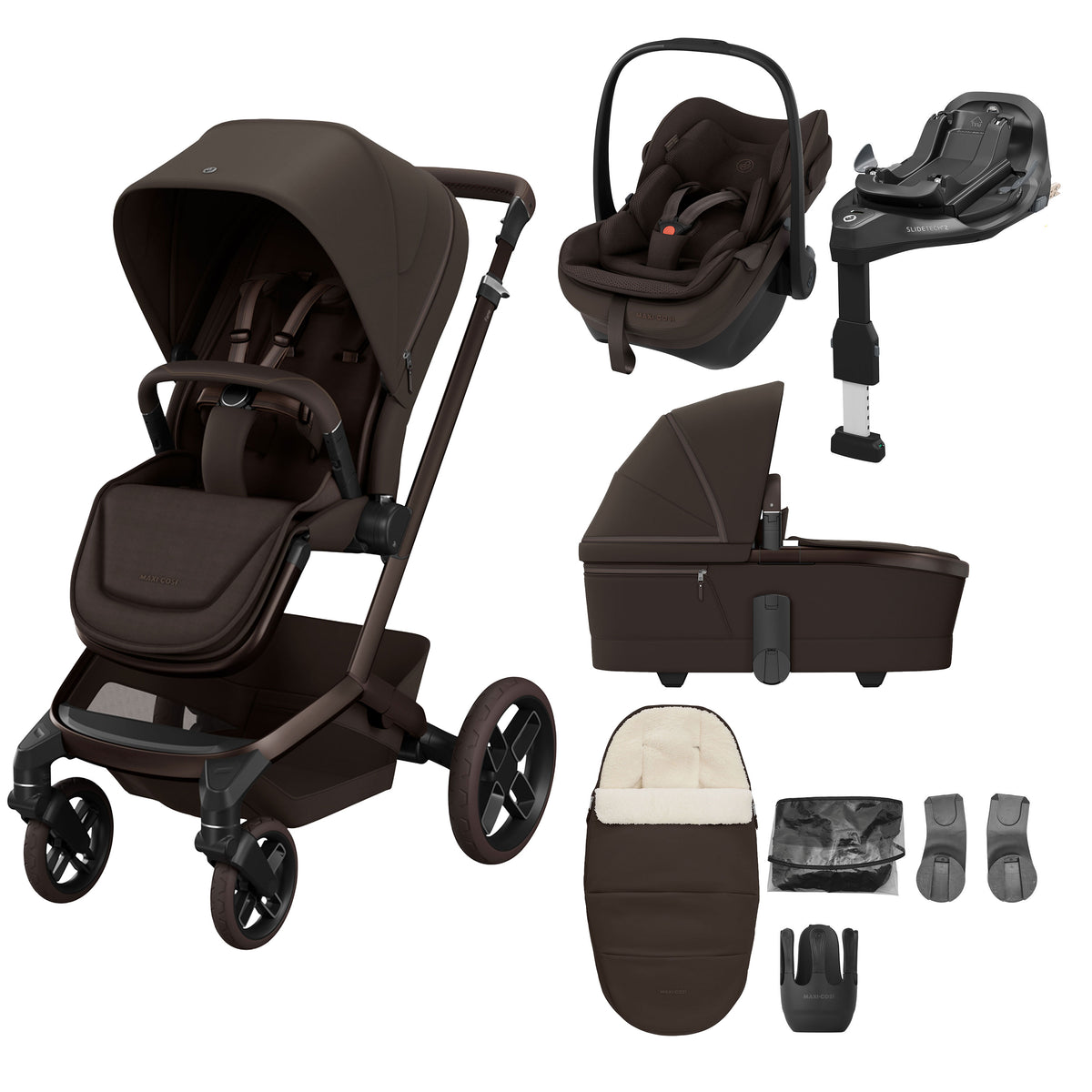 Maxi-Cosi Fame 2026 Premium Travel System with Pebble Slide Pro and Slide Pro Base - Espresso Brown