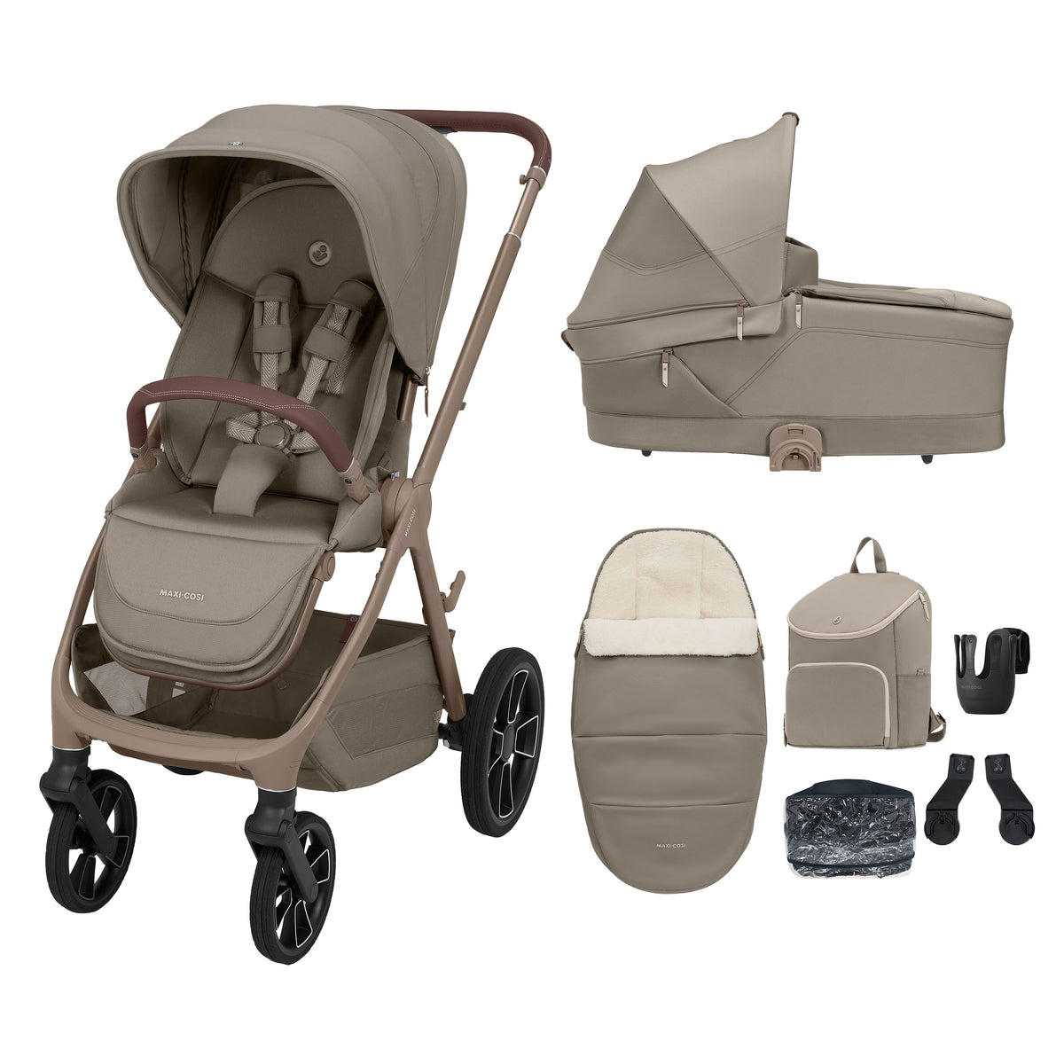 Maxi-Cosi Oxford+ 2026 Essential Bundle with Carrycot - Oak Truffle