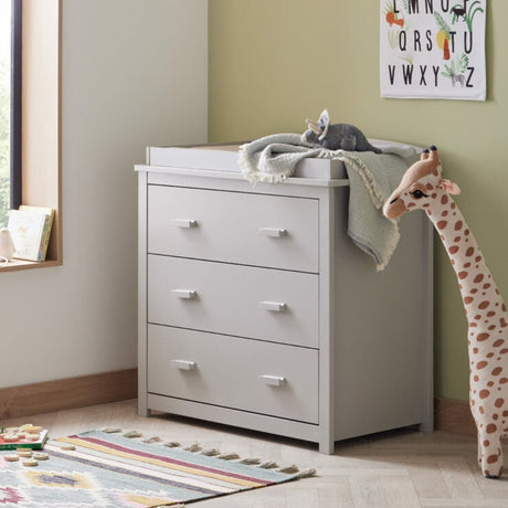 Babymore Aston 3 Piece Nursery Furniture Set with Cot Bed, Dresser & Wardrobe - Grey