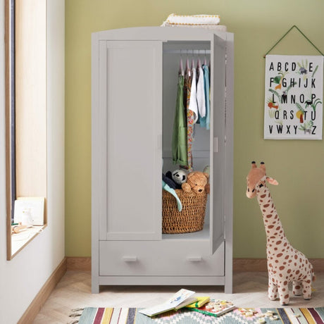 Babymore Aston 3 Piece Nursery Furniture Set with Cot Bed, Dresser & Wardrobe - Grey
