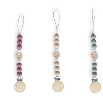 Chewies Silicone Leaf Teething Pacifier Clip - Blush