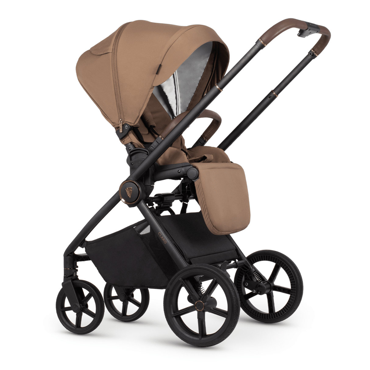 Venicci Claro Travel System Bundle with Accessories, Cybex Cloud T & ISOFIX Base - Caramel