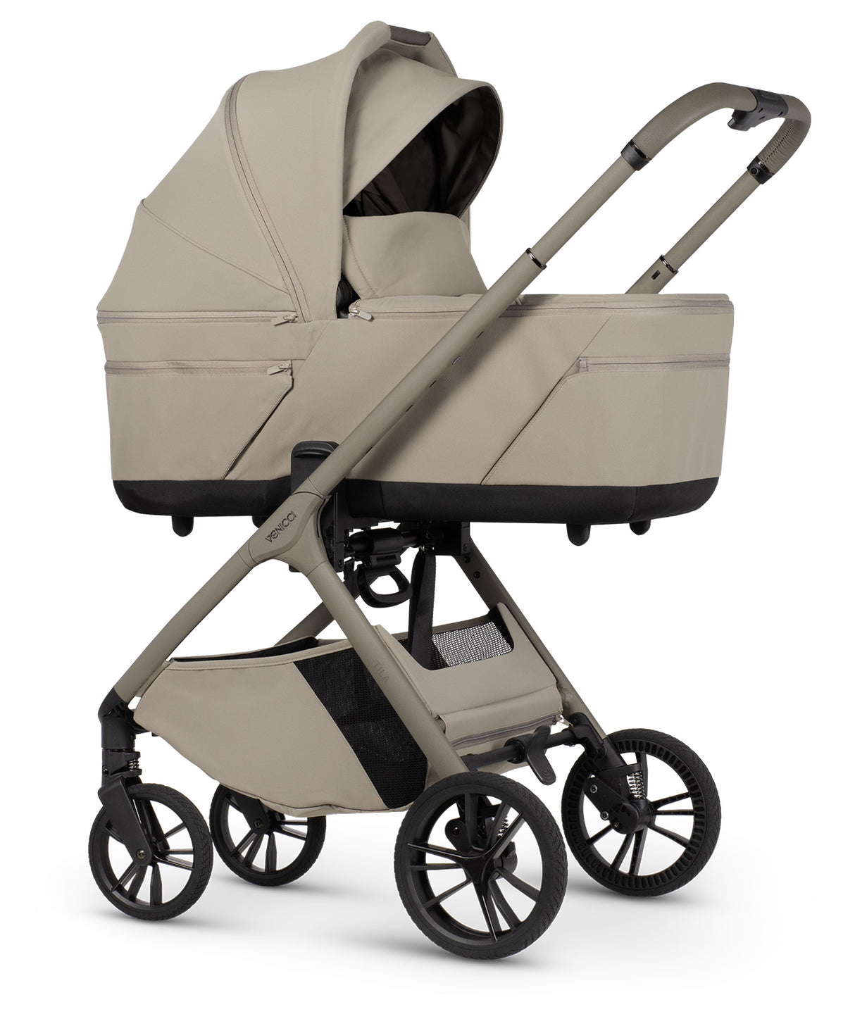 Venicci Tila Ultimate Travel System with Accessories and Tiago Car Seat & ISOFIX Base - Latte