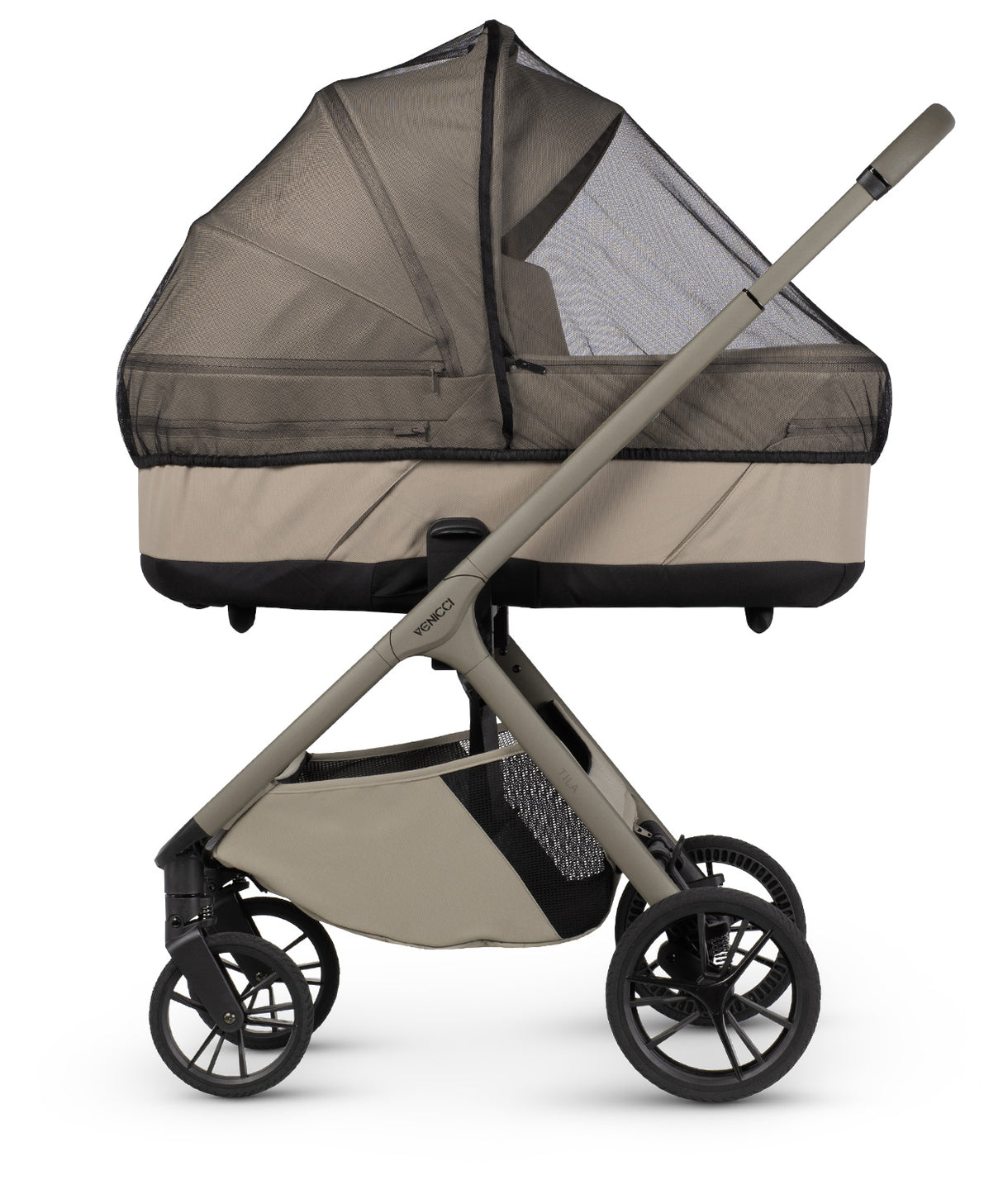 Venicci Tila Ultimate Travel System with Accessories and Tiago Car Seat & ISOFIX Base - Latte
