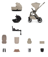 Venicci Tila Travel System with Accessories and Tiago Car Seat & ISOFIX Base - Latte