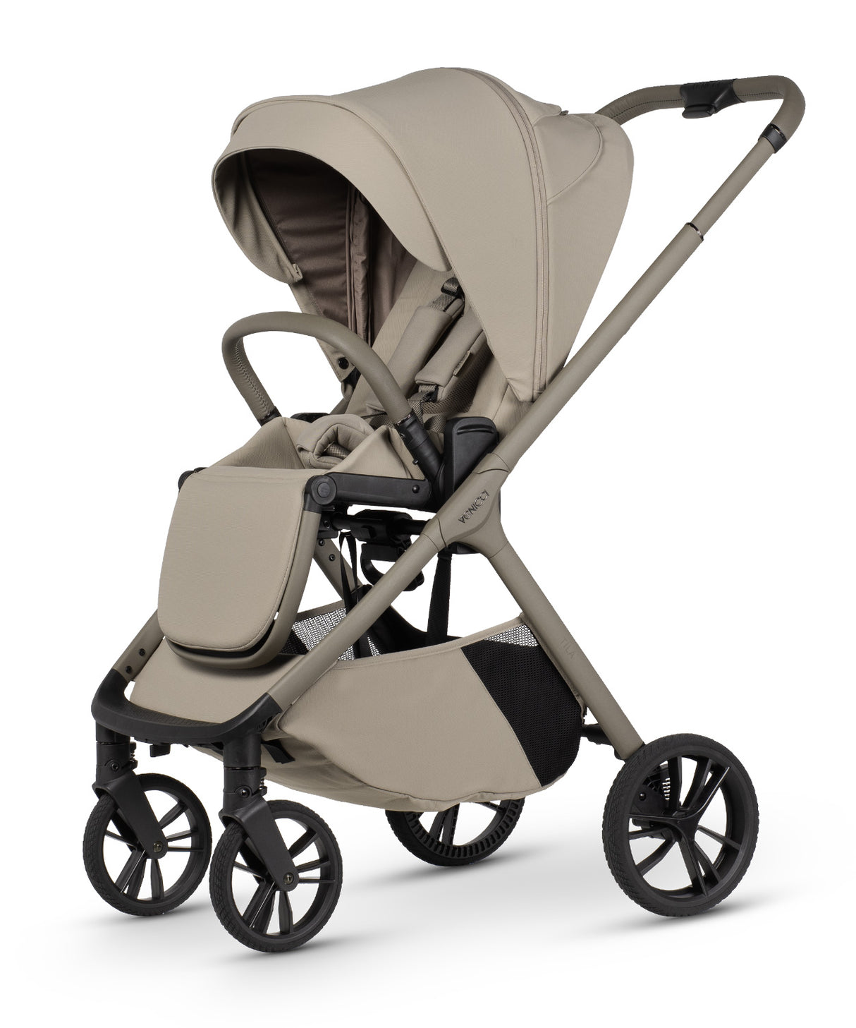 Venicci Tila Ultimate Travel System with Accessories and Tiago Car Seat & ISOFIX Base - Latte