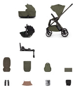 Venicci Tila Travel System with Accessories and Tiago Car Seat & ISOFIX Base - Olive