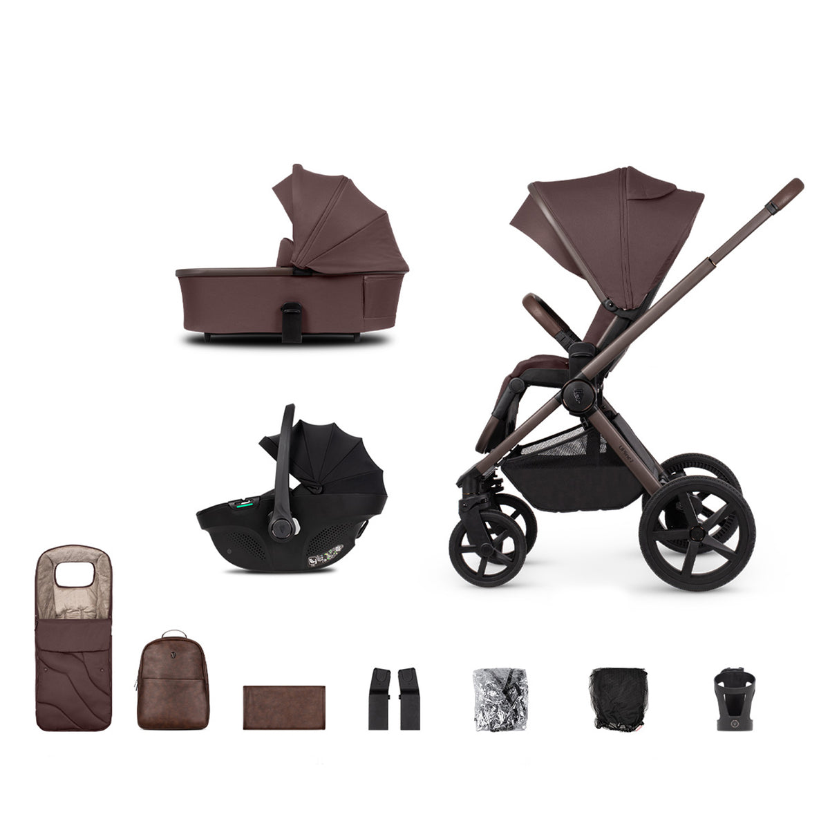 Venicci Upline 2 Special Edition Travel System with Accessories and Tiago Car Seat - Burgundy