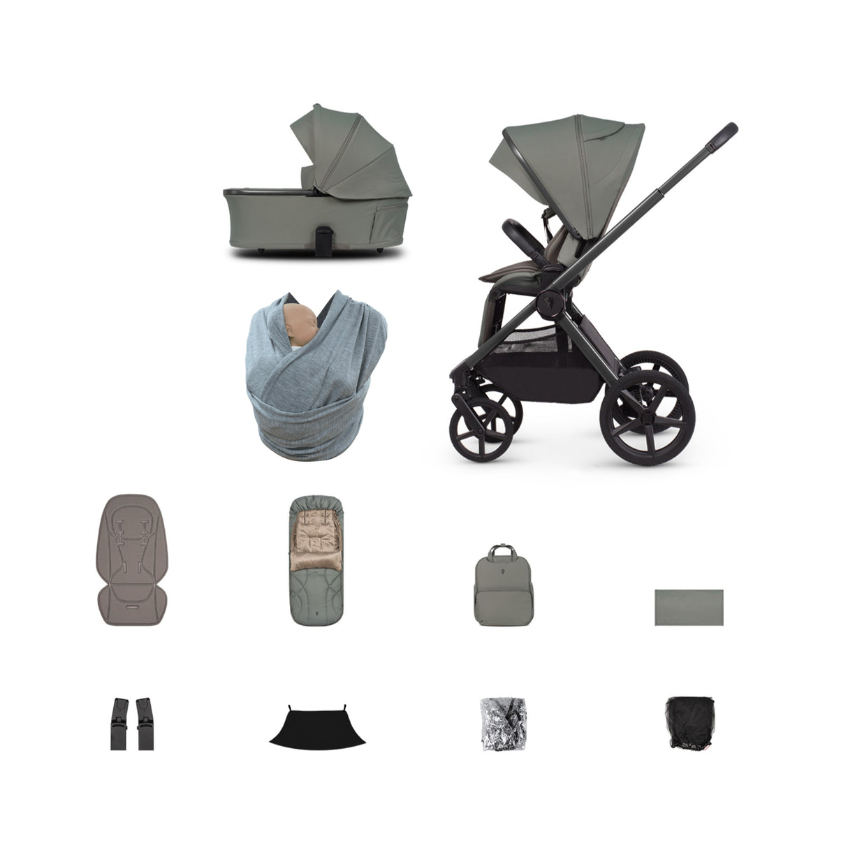 Venicci Upline 3 Pushchair Bundle with Accessories - Aloe