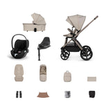 Venicci Upline 3 Travel System with Cybex Cloud T Sepia Black Car Seat & Base T ISOFIX Base - Pebble