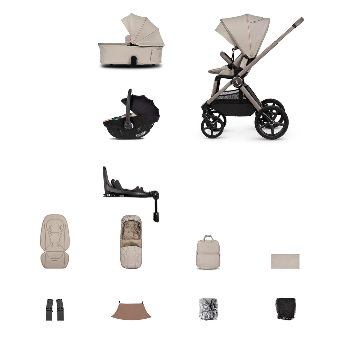 Venicci Upline 3 Travel System with Tiago Car Seat and ISOFIX Base - Pebble