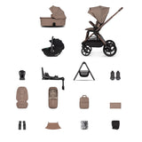 Venicci Upline 3 Ultimate Travel System with Accessories, Tiago Car Seat & ISOFIX Base - Sand