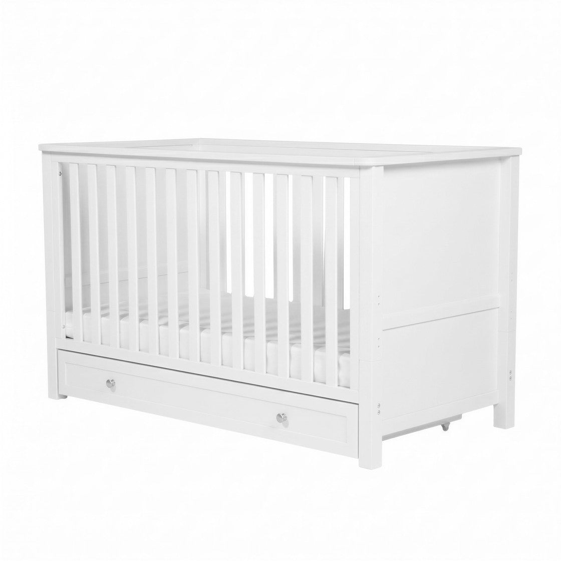 Bebe & Beyond Cot Bed & Dresser 2 Piece Nursery Furniture Set - White 10