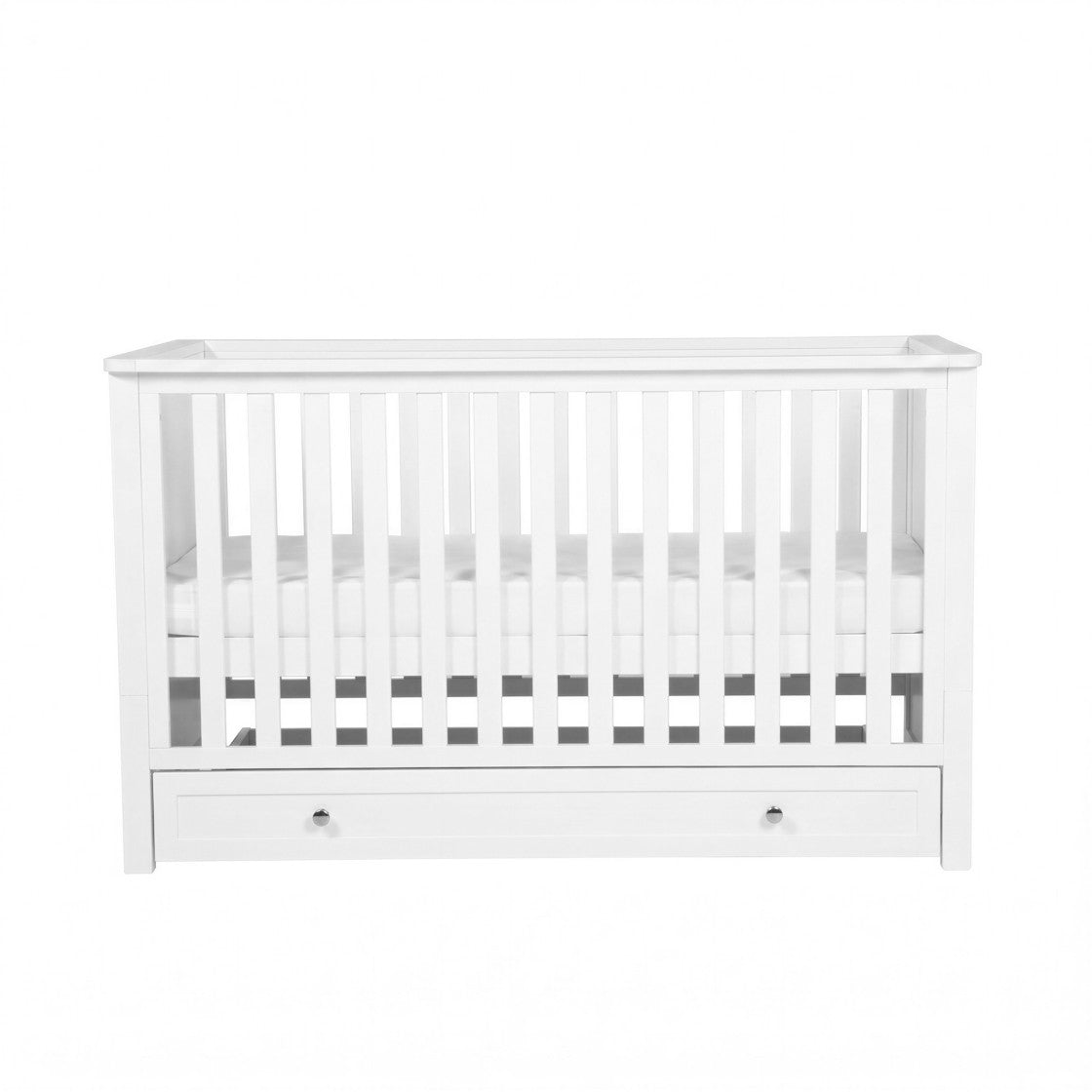 Bebe & Beyond Cot Bed & Dresser 2 Piece Nursery Furniture Set - White 13