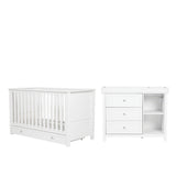 Bebe & Beyond Cot Bed & Dresser 2 Piece Nursery Furniture Set - White 4