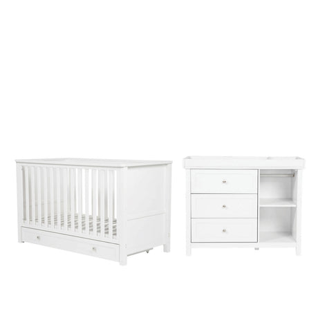 Bebe & Beyond Cot Bed & Dresser 2 Piece Nursery Furniture Set - White 4
