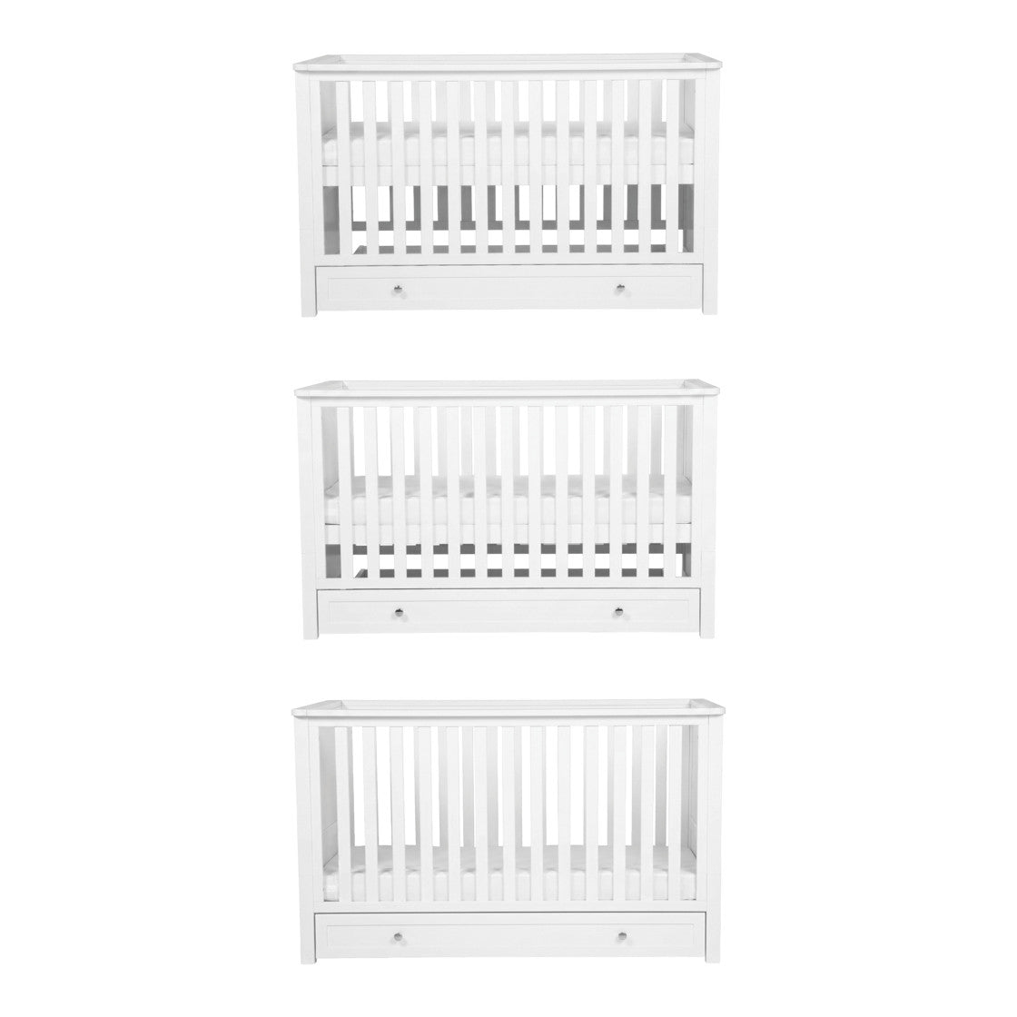 Bebe & Beyond Cot Bed & Dresser 2 Piece Nursery Furniture Set - White 6